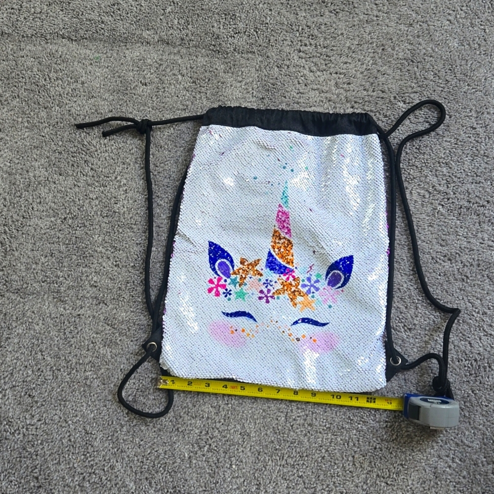 Unicorn Sequin Drawstring Backpack